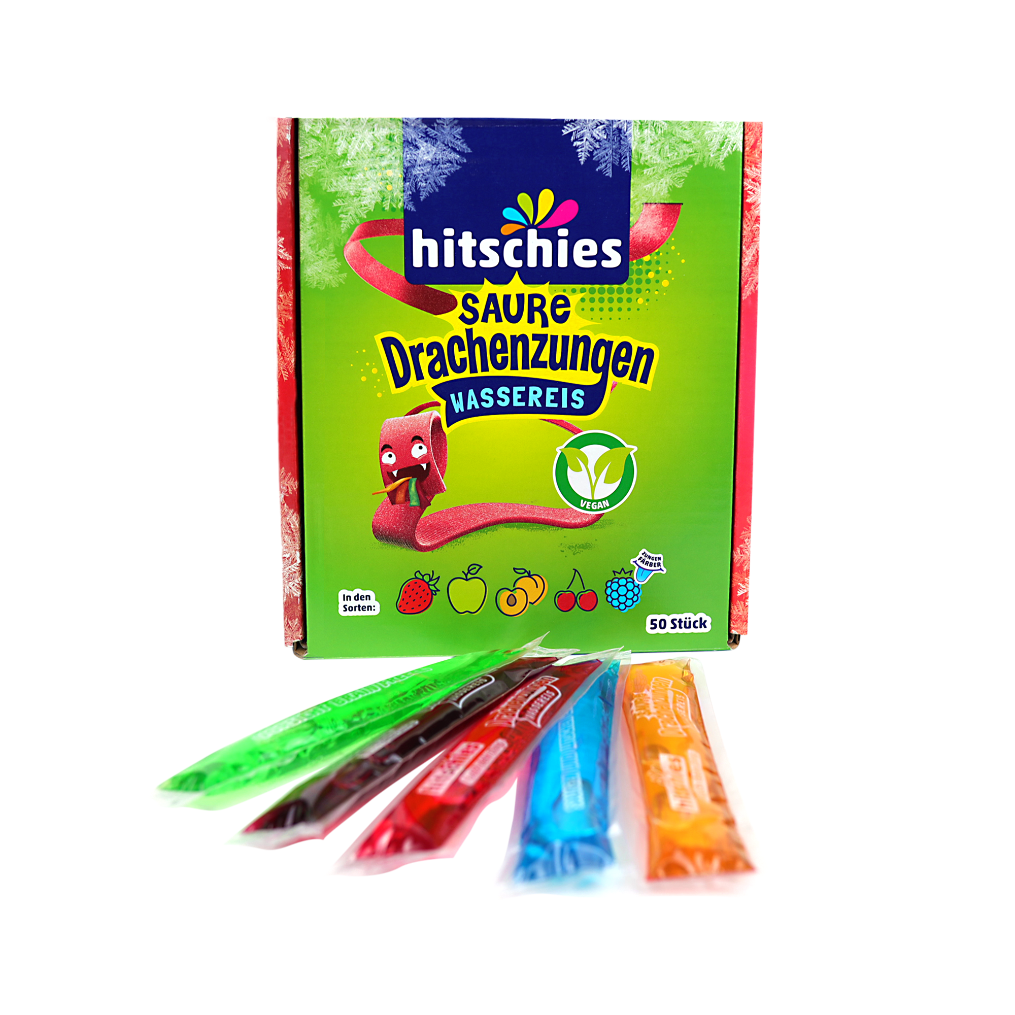 Sour Dragon Tongues Water Ice 50 Pack