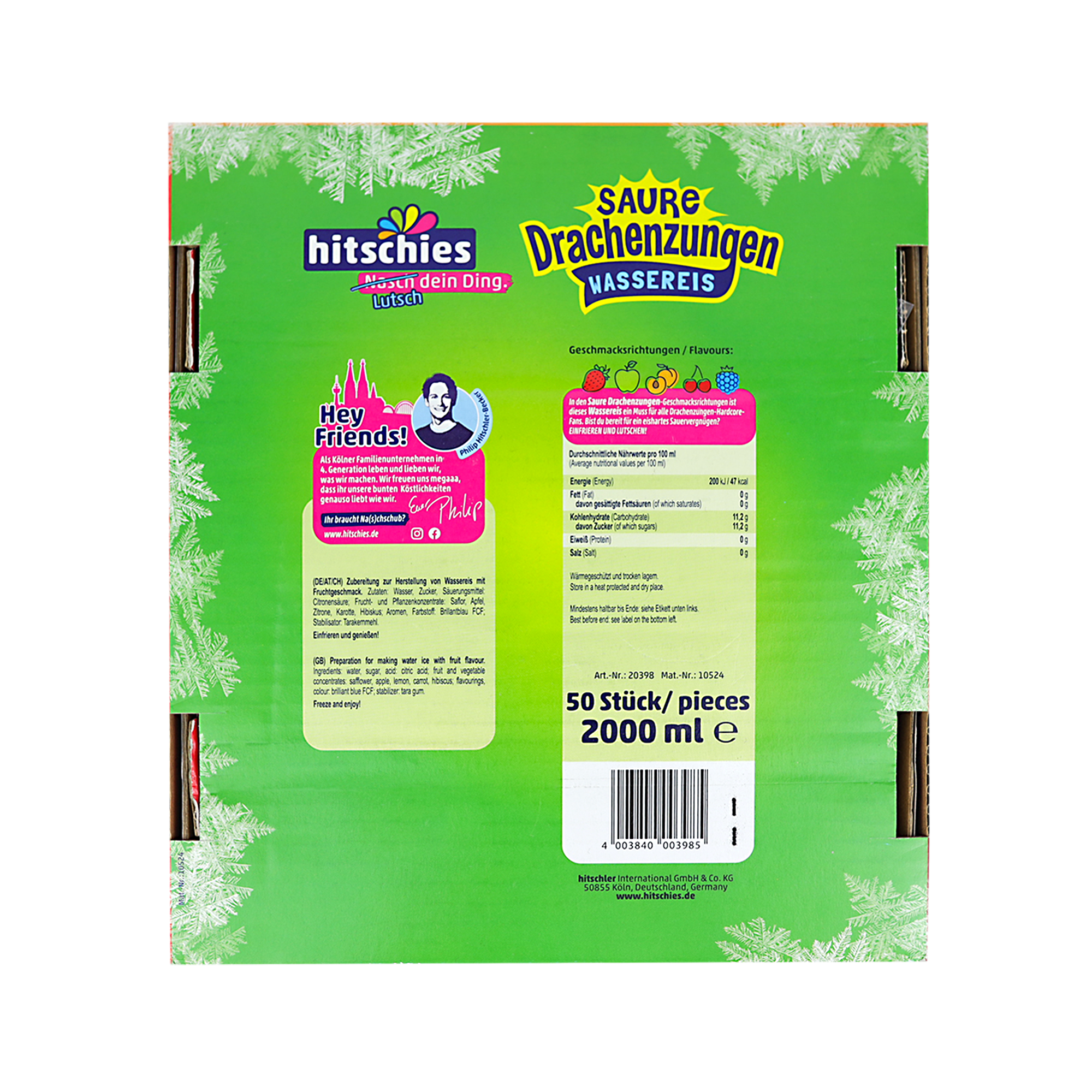 Sour Dragon Tongues Water Ice 50 Pack 