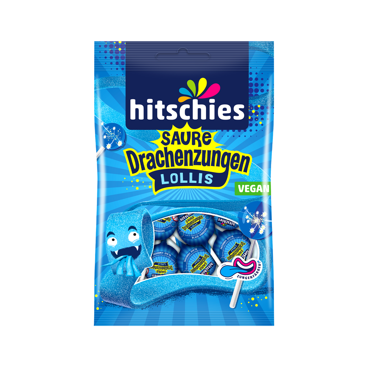 Sour Dragon Tongue Lollipops Blue 